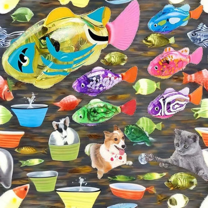 Interactive Eco-Friendly Robot Fish Toy for Cats and Dogs LED Light Activated Swimming Bath Plastic Fish Gift