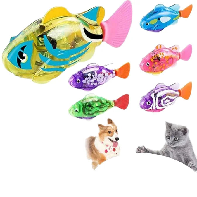 Interactive Eco-Friendly Robot Fish Toy for Cats and Dogs LED Light Activated Swimming Bath Plastic Fish Gift