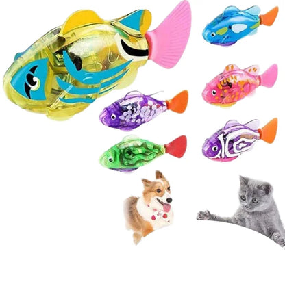 Interactive Eco-Friendly Robot Fish Toy for Cats and Dogs LED Light Activated Swimming Bath Plastic Fish Gift