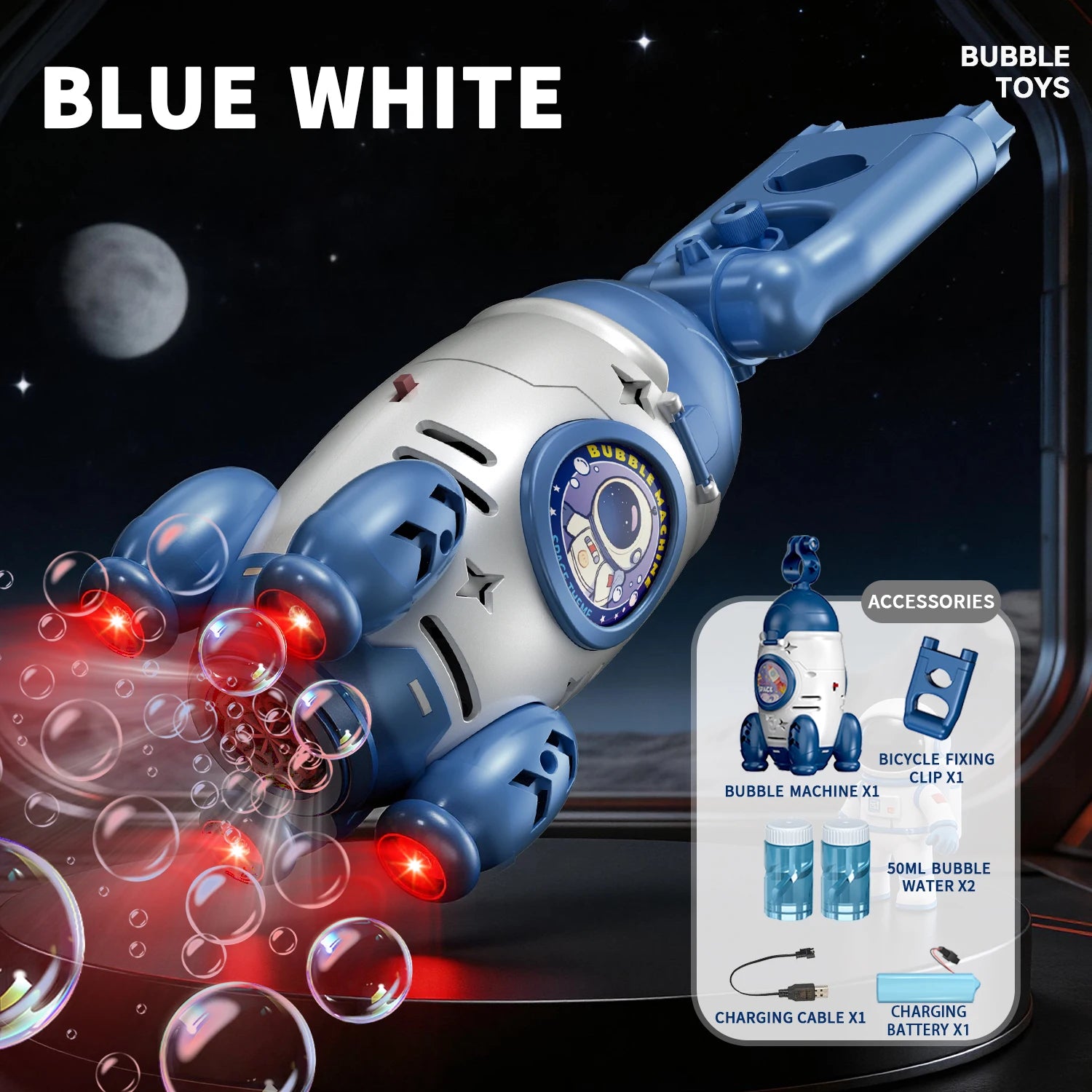 New Automatic Electric Plastic Bubble Machine for Kids Outdoor Bazooka Bubble Gun Toddler Bubble Blower for Children Bike Party