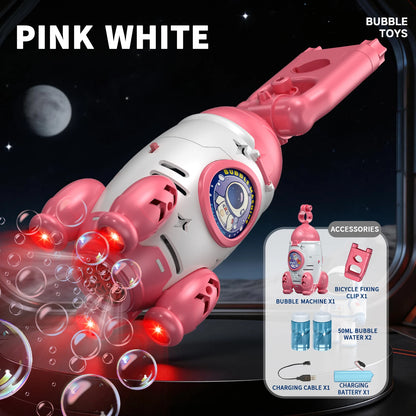 New Automatic Electric Plastic Bubble Machine for Kids Outdoor Bazooka Bubble Gun Toddler Bubble Blower for Children Bike Party