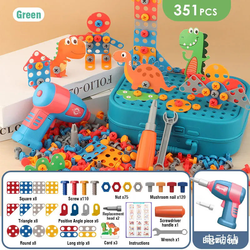 Kids Drill Tool DIY Electric Simulation Screw Educational Toys Puzzle Assembled Design Building Blocks Boy Pretend Play Gifts