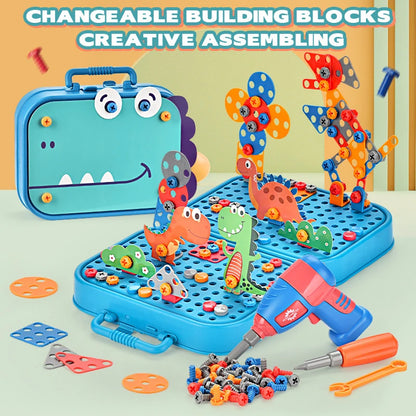 Kids Drill Tool DIY Electric Simulation Screw Educational Toys Puzzle Assembled Design Building Blocks Boy Pretend Play Gifts