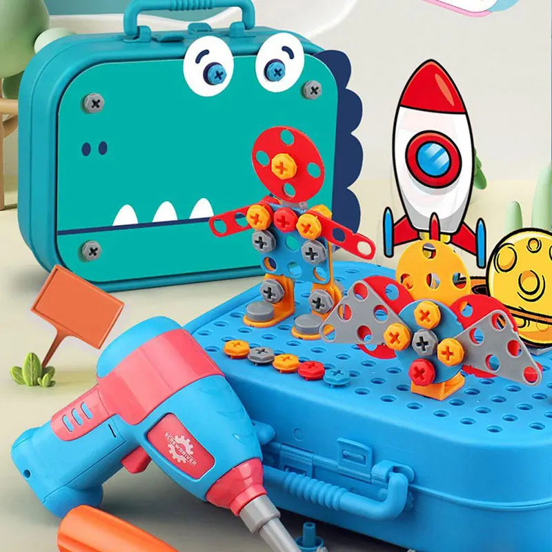 Kids Drill Tool DIY Electric Simulation Screw Educational Toys Puzzle Assembled Design Building Blocks Boy Pretend Play Gifts
