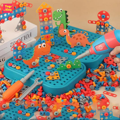 Kids Drill Tool DIY Electric Simulation Screw Educational Toys Puzzle Assembled Design Building Blocks Boy Pretend Play Gifts
