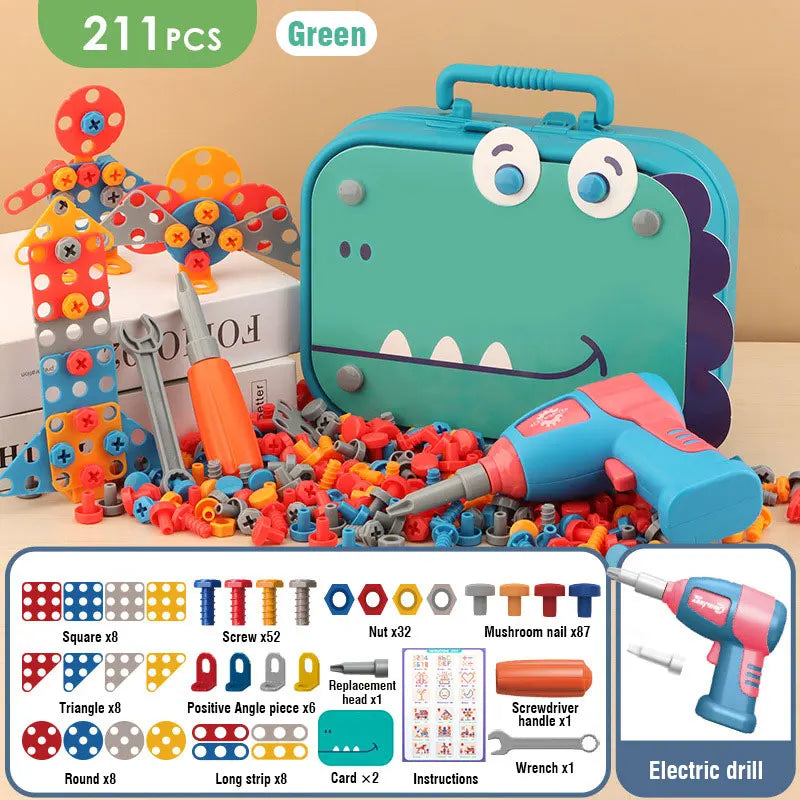 Kids Drill Tool DIY Electric Simulation Screw Educational Toys Puzzle Assembled Design Building Blocks Boy Pretend Play Gifts
