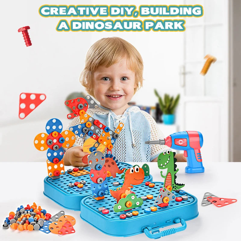 Kids Drill Tool DIY Electric Simulation Screw Educational Toys Puzzle Assembled Design Building Blocks Boy Pretend Play Gifts